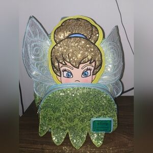 Loungefly Tinker Bell Backpack Green and Gold